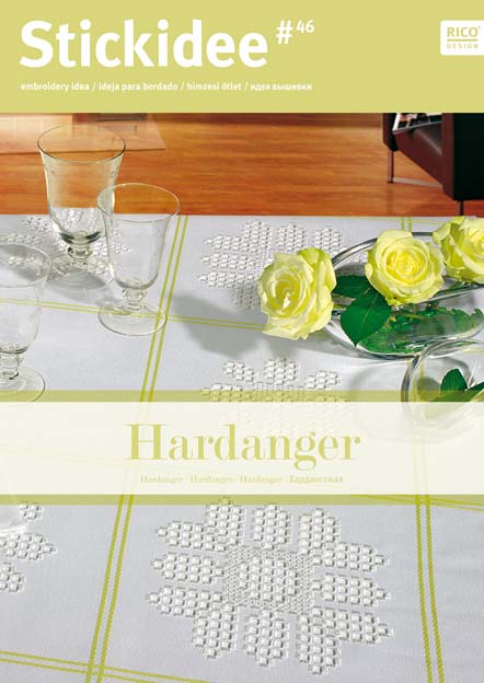 Chemin de table blanc/ vert clair hardanger des fiches 45/ 46/ 47