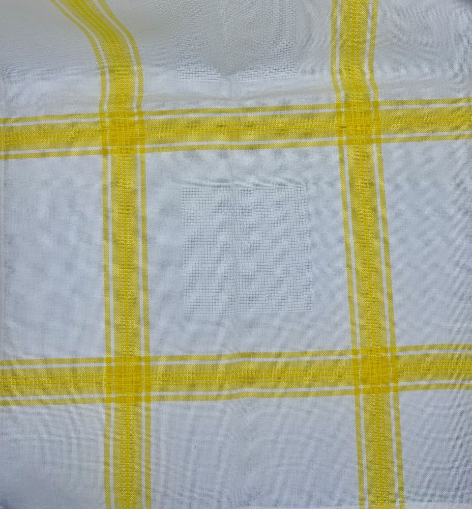 chemin de table fond blanc avec lisière jaune