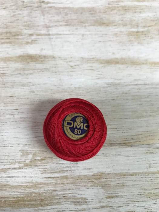 Fils à crocheter dentelle n°80 rouge