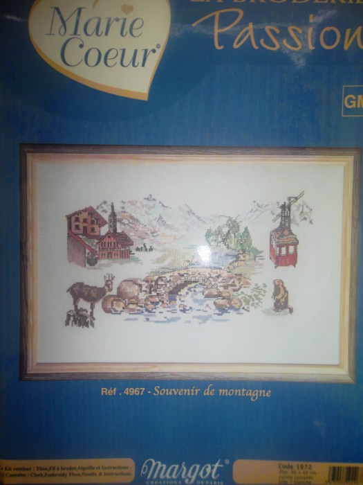 kit complet point de croix compté Souvenir de Montagne