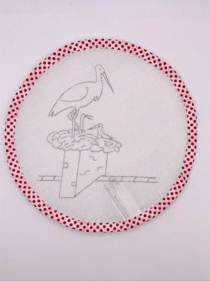 Napperon petit pois rouge cigogne Napperon petit pois rouge cigogne